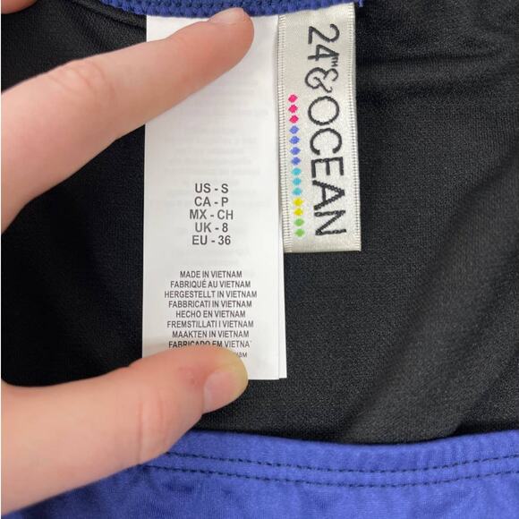 24th & Ocean Solid Smoothing Mid Waist Bikini Swimsuit Bottom Blue NEW Small - Picture 5 of 8